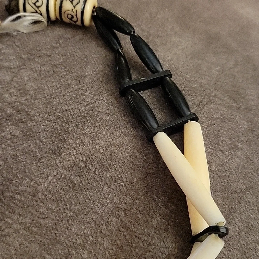 Vtg Ethnic Bone Unisex Choker Necklace